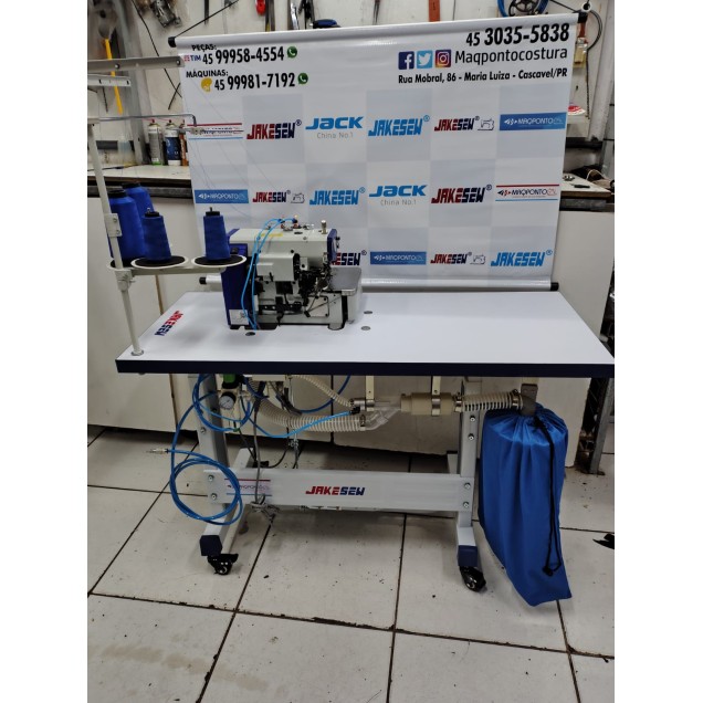 Máquina Overlok Ponto Cadeia C/ Arremate Pneumático - Modelo JS910D-4-BKT Jakesew
